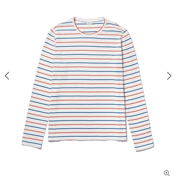 KULE the Modern blue, poppy, and white Long Sleeve Tee - Picture 3 of 5